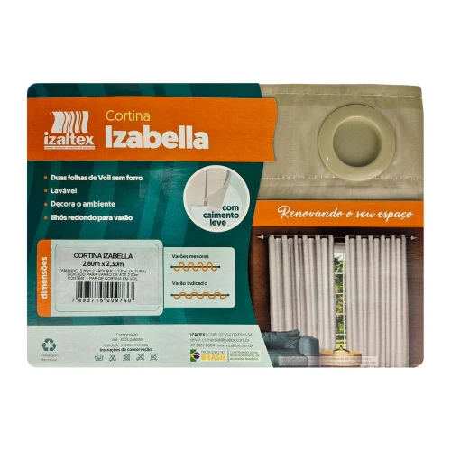 Cortina de voil izabella 280x230cm sortido