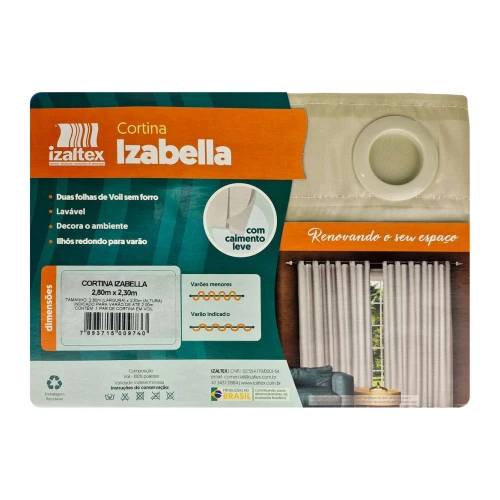 Cortina de voil izabella 280x230cm sortido