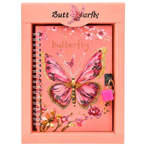Diario com chave decorado borboletas 50 folhas ha73734