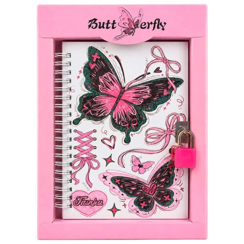 Diario com chave decorado borboletas 50 folhas ha73734 Diario com chave decorado borboletas 50 folhas ha73734