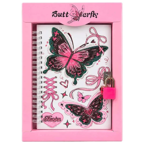 Diario com chave decorado borboletas 50 folhas ha73734