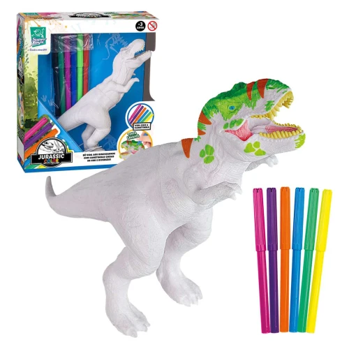 Dinossauro T-rex para pintura Jurassic Color com canetinhas Super Toys