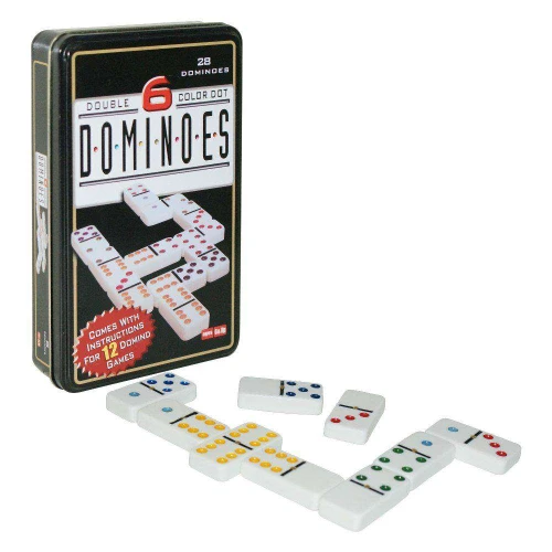 Dominó branco 9mm caixa de lata colorido imporiente