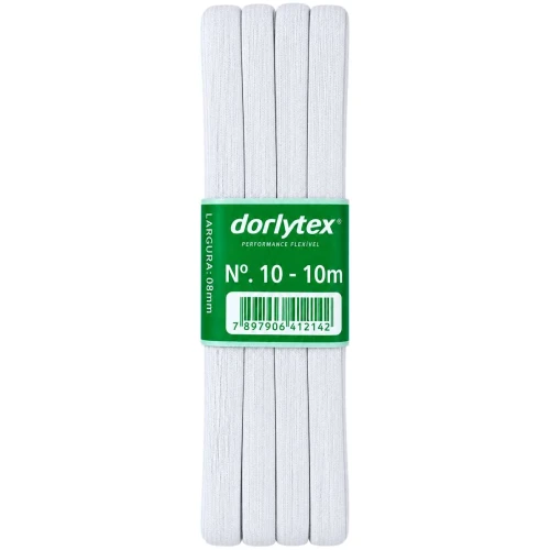 Elástico para roupa 10 metros branco Nº10 blister Dorlytex Elástico para roupa 10 metros branco Nº10 blister Dorlytex