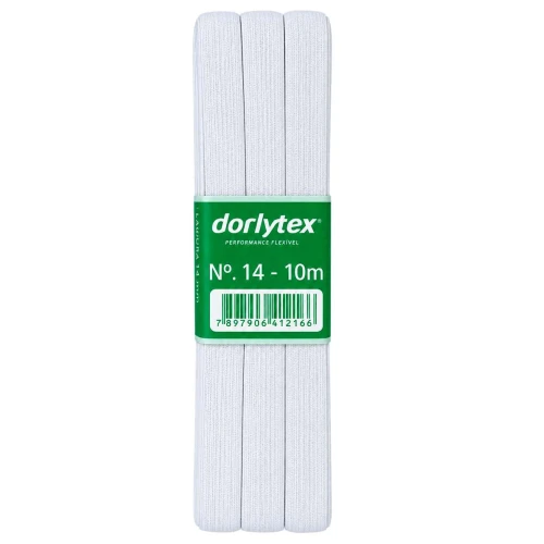 Elástico para roupa 10 metros branco Nº14 blister Dorlytex Elástico para roupa 10 metros branco Nº14 blister Dorlytex