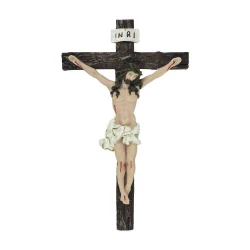 Enfeite crucifixo de resina parede 30cm