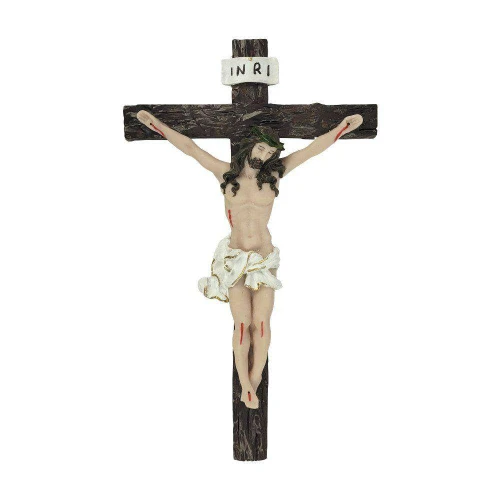 Enfeite crucifixo de resina parede 30cm