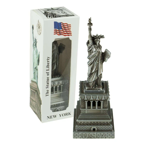 Enfeite estátua da liberdade de metal 16cm na caixa