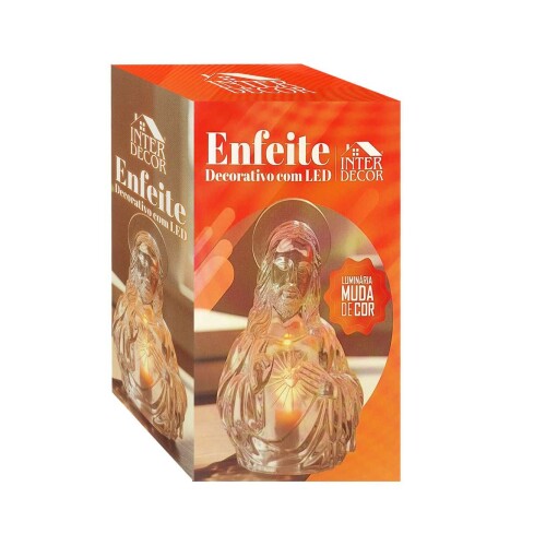 Enfeite luminária led sagrado coração Jesus 12cm