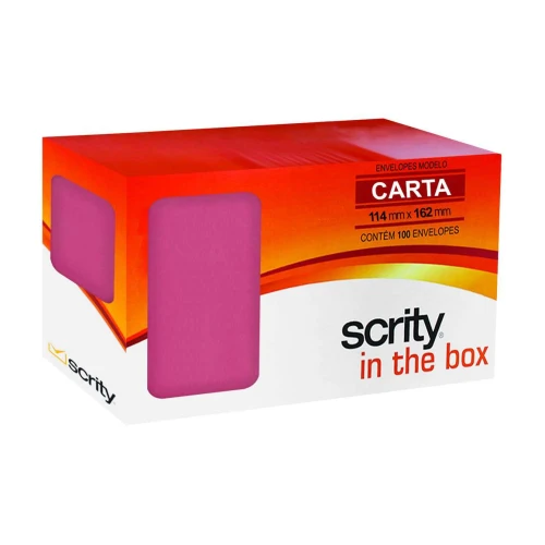 Envelope colorido 114x162mm rosa choque com 100 unidades Scrity Envelope colorido 114x162mm rosa choque com 100 unidades Scrity