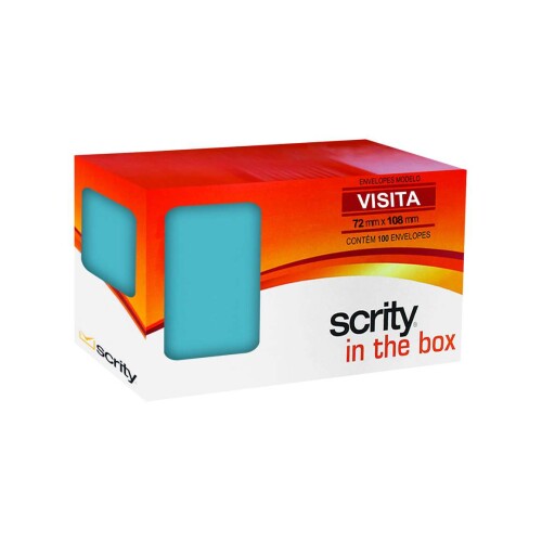 Envelope colorido 72x108mm azul turquesa com 100 unidades Scrity