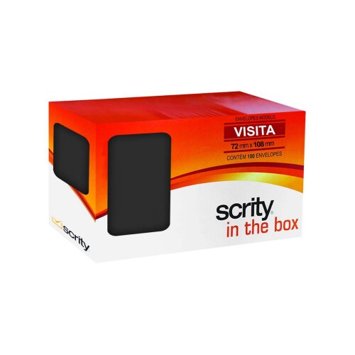 Envelope colorido 72x108mm preto com 100 unidades Scrity