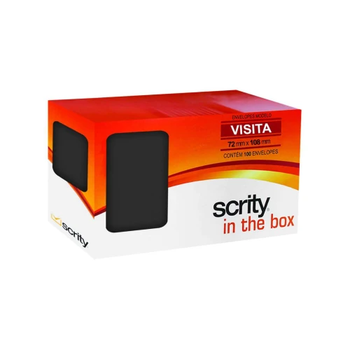 Envelope colorido 72x108mm preto com 100 unidades Scrity