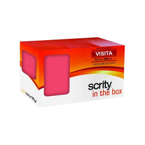Envelope colorido 72x108mm rosa choque com 100 unidades Scrity