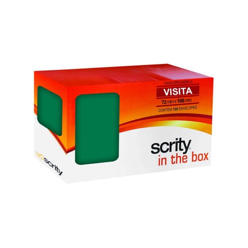 Envelope colorido 72x108mm verde escuro com 100 unidades Scrity
