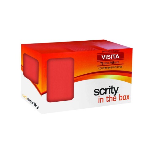 Envelope colorido 72x108mm vermelho vivo com 100 unidades Scrity