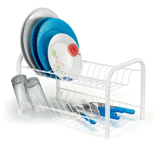 Escorredor de louças berço duplo com porta copos branco Arthi