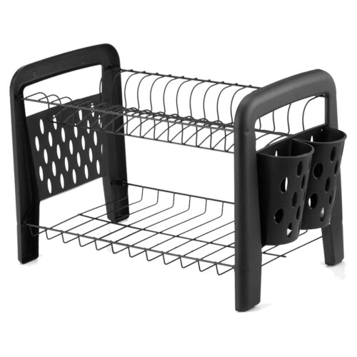 Escorredor de louças desmontável com porta talher preto Arthi