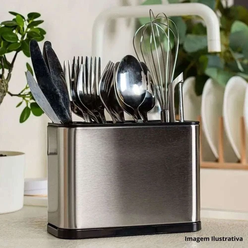 Escorredor de talheres com divisórias inox