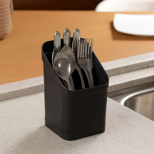 Escorredor de talheres com divisorias plástico preto
