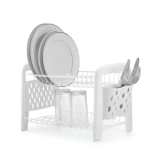 Escorredor louça smart duplo com porta talher branco Escorredor louça smart duplo com porta talher branco