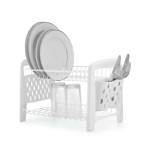 Escorredor louça smart duplo com porta talher branco
