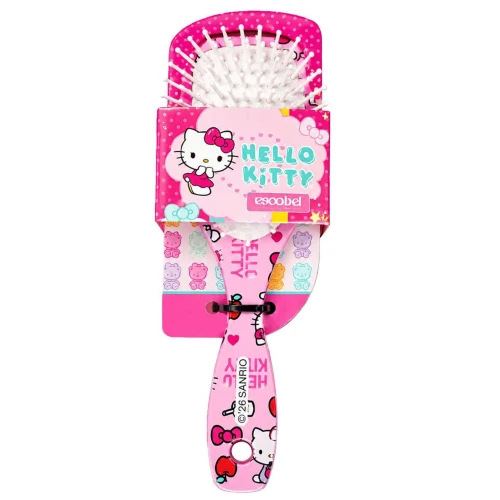 Escova de cabelo plástica oval almofadada Hello Kitty Escobel Escova de cabelo plástica oval almofadada Hello Kitty Escobel