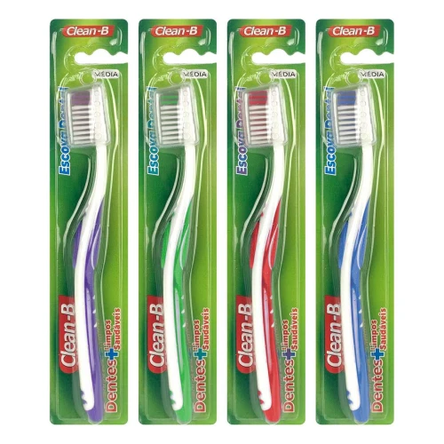 Escova dental adulto média com capa e limpa língua CB711 Clean-B