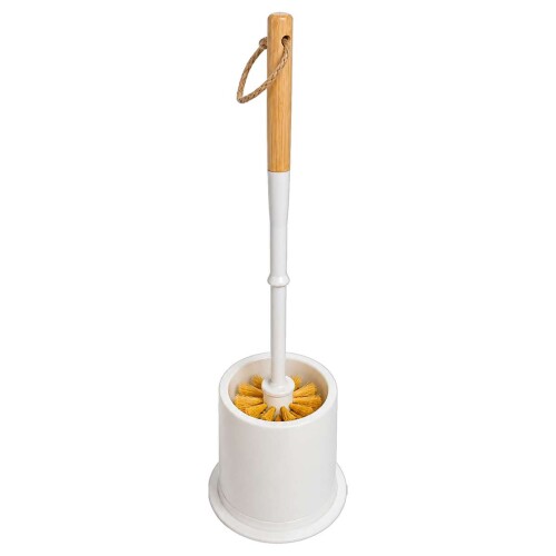 Escova lava sanitário com suporte cabo de bambu Petrin Escova lava sanitário com suporte cabo de bambu Petrin