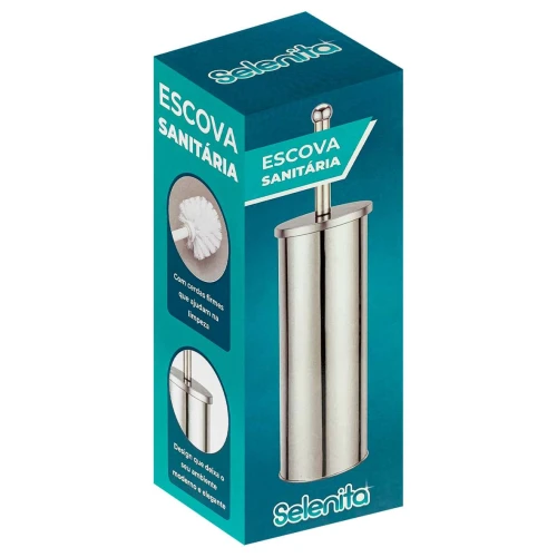 Escova lava sanitário com suporte de metal 38x10cm Selenita