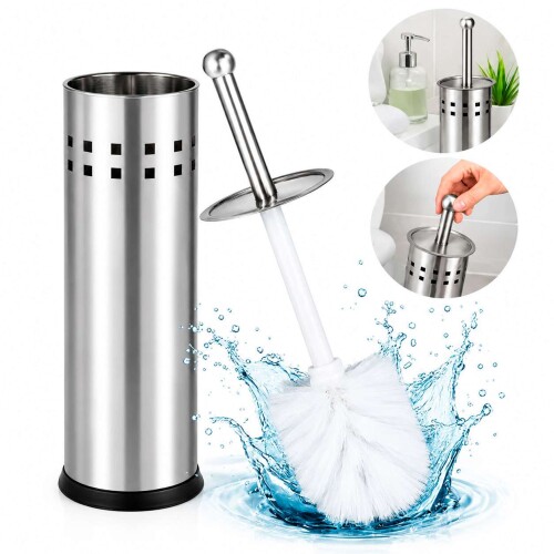 Escova lava sanitário com suporte em inox