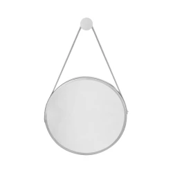 Espelho com alça redondo 40cm branco Mev Glass