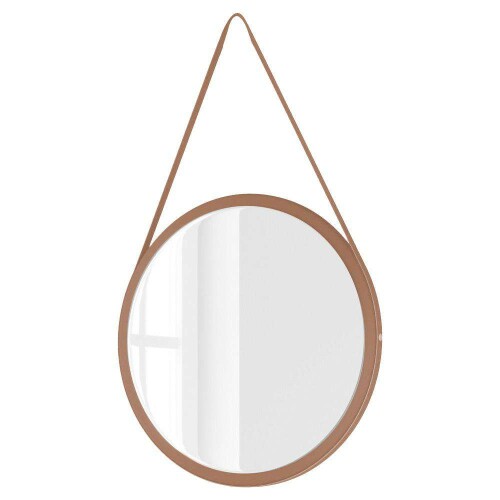 Espelho com alça redondo 43cm cobre Mev Glass