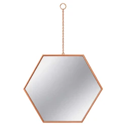 Espelho decorativo hexagonal 27x32cm rose gold