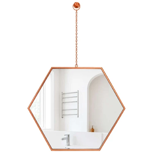 Espelho decorativo hexagonal 27x32cm rose gold Espelho decorativo hexagonal 27x32cm rose gold