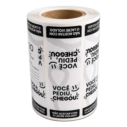 Etiqueta delivery lacre pediu chegou 10x3cm 500 unidades Etiqueta delivery lacre pediu chegou 10x3cm 500 unidades