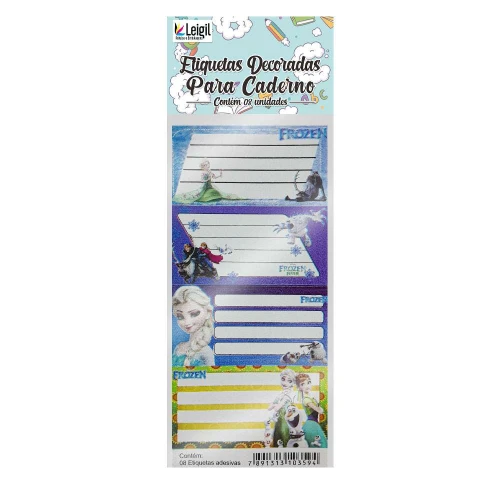 Etiqueta escolar personagens com 08 unidades sortidas