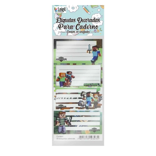 Etiqueta escolar personagens com 08 unidades sortidas