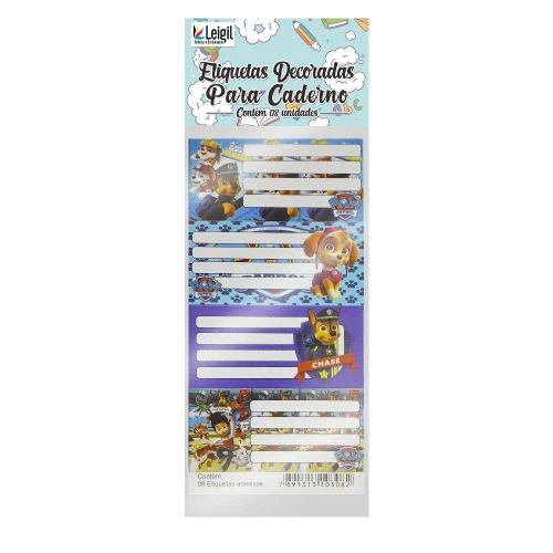 Etiqueta escolar personagens com 08 unidades sortidas