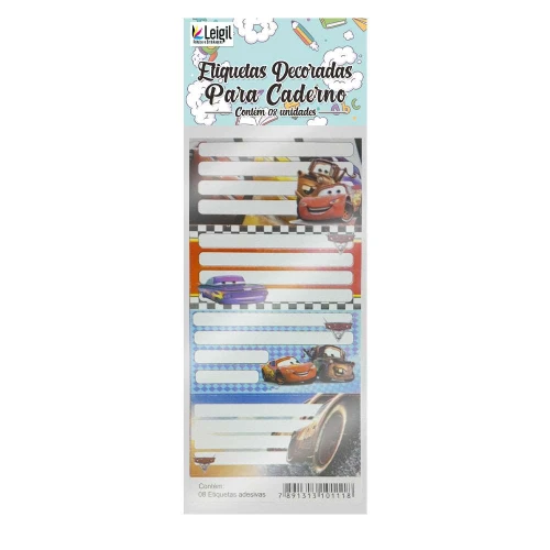 Etiqueta escolar personagens com 08 unidades sortidas