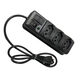 Extensão filtro de linha preto com 03 tomadas bivolt F.C