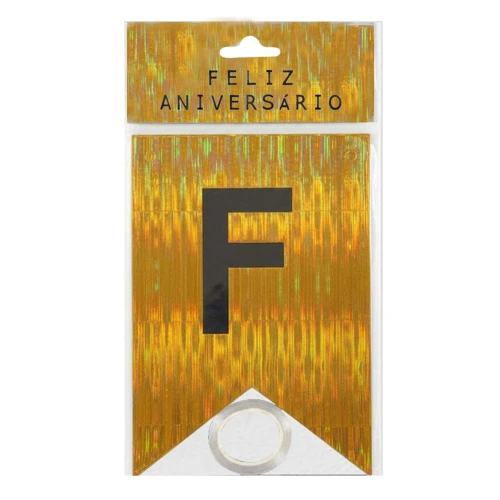 Faixa bandeira feliz anivesário 16 peças holográfica Faixa bandeira feliz anivesário 16 peças holográfica