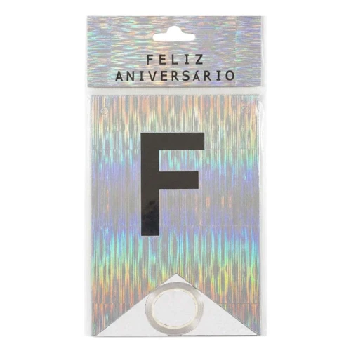 Faixa bandeira feliz anivesário 16 peças holográfica Faixa bandeira feliz anivesário 16 peças holográfica