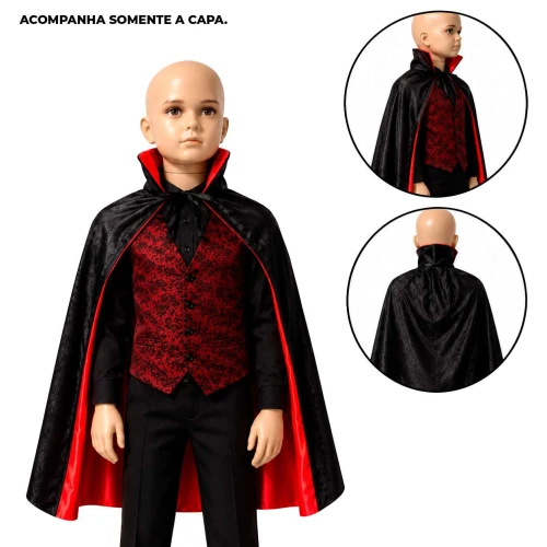 Fantasia capa de vampiro infantil 90x52cm fortebras Fantasia capa de vampiro infantil 90x52cm fortebras