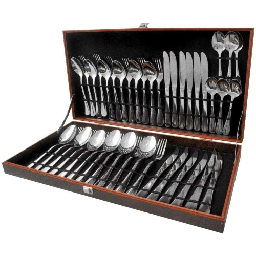 Faqueiro de inox 42 peças etojo de madeira Casita