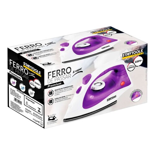 Ferro de passar vapor base cerâmica 220v 1500w Startools Ferro de passar vapor base cerâmica 220v 1500w Startools