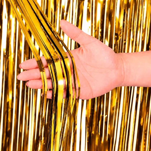 Festas cortina fita metaloide 100x200cm dourado Festas cortina fita metaloide 100x200cm dourado