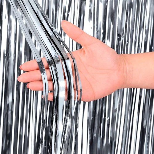 Festas cortina fita metaloide 100x200cm prata Festas cortina fita metaloide 100x200cm prata