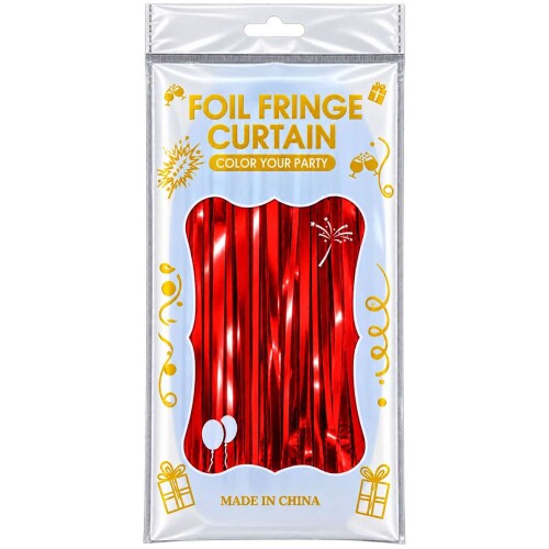 Festas cortina fita metaloide 100x200cm vermelho