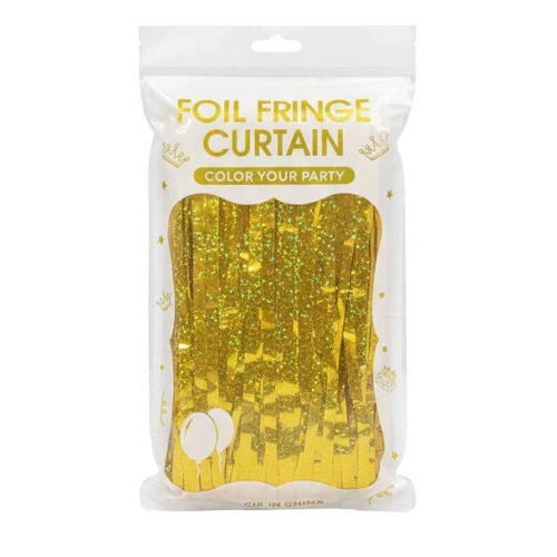 Festas cortina metaloide dourada 190cm Festas cortina metaloide dourada 190cm